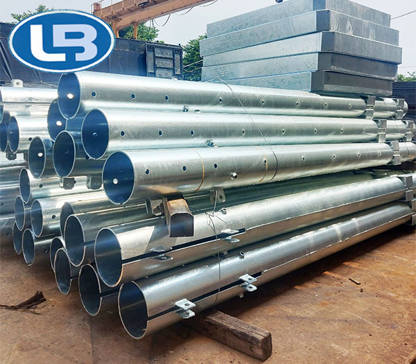 Hot-dip galvanized power pole components